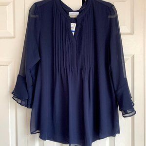 Women's Charter Club Pleated Sheer Blouse XL